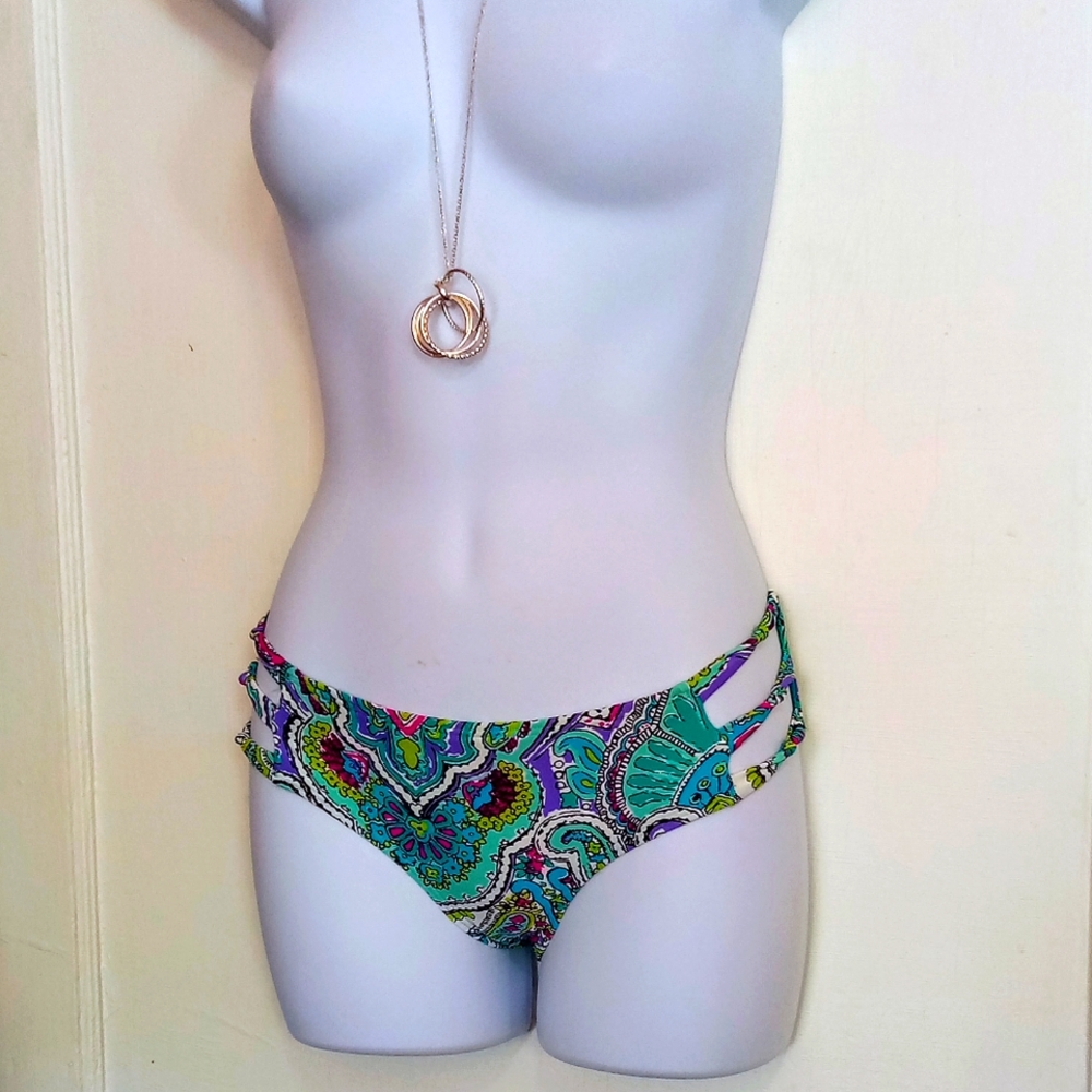 Aerie Ladies Green and Blue Bikini Vibrant Swimwear Sz XS